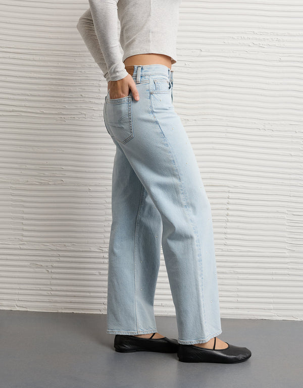 Jeans rectos de talle alto adornados de AE - Generico