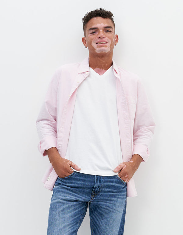 Camisa AE Oxford con botones Slim Fit - Rosa