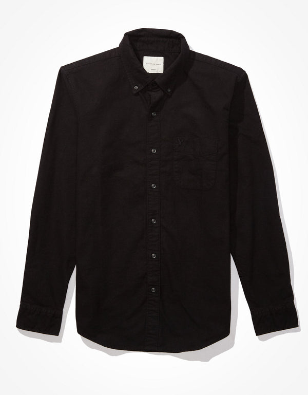 Camisa Slim fit Ae Oxford con botones - Negro