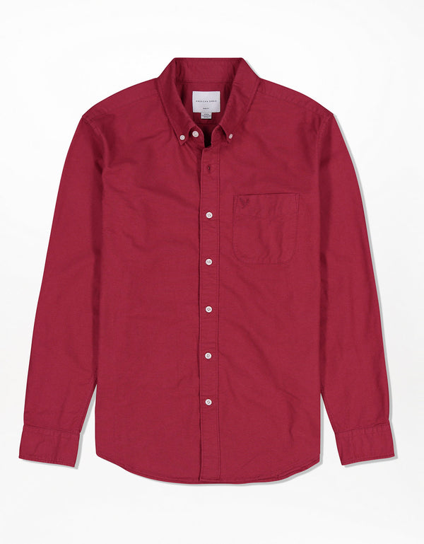 Camisa Slim fit Ae Oxford con botones - Rojo