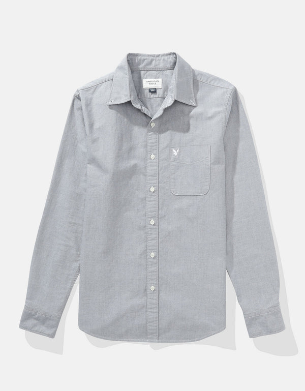 Camisa Oxford Slim Fit Ae - Gris