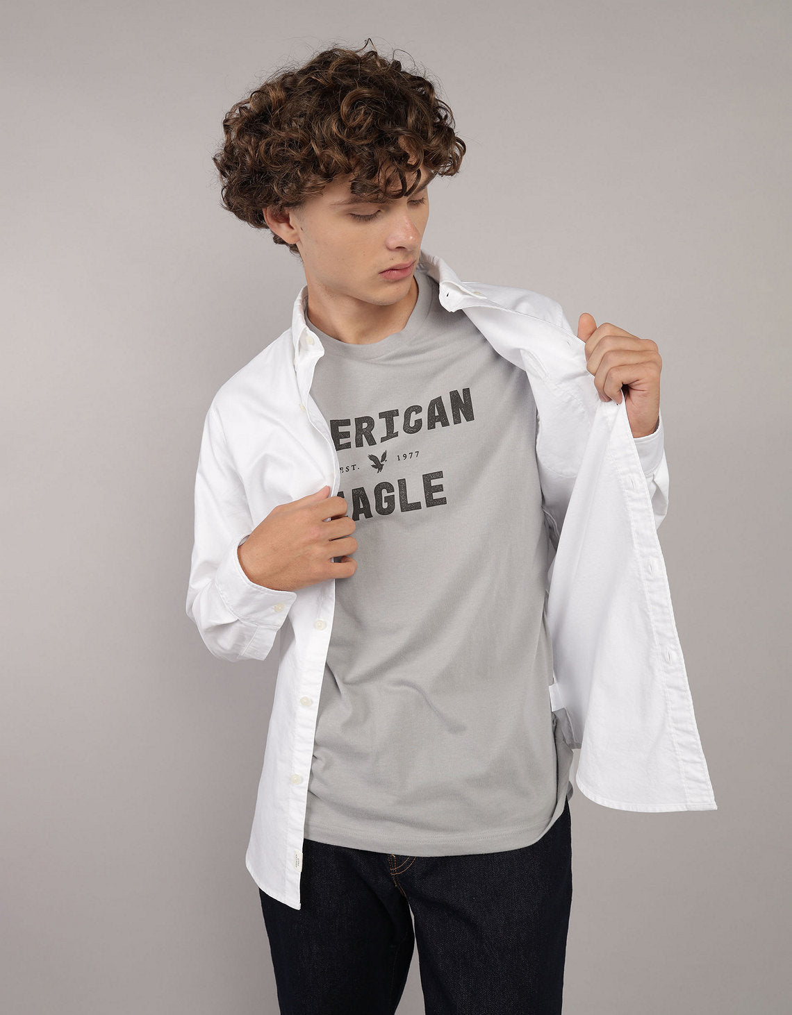 Camisa Oxford Slim Fit Ae - Blanco 5153_2830_100_of