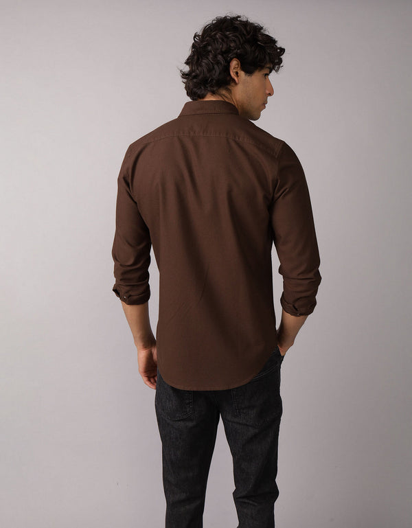 Camisa Oxford Slim Fit Ae - Café