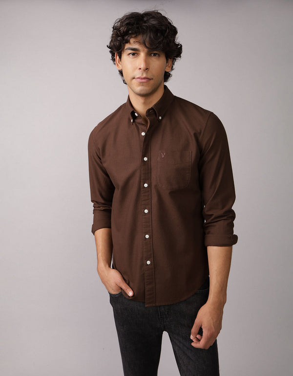 Camisa Oxford Slim Fit Ae - Café
