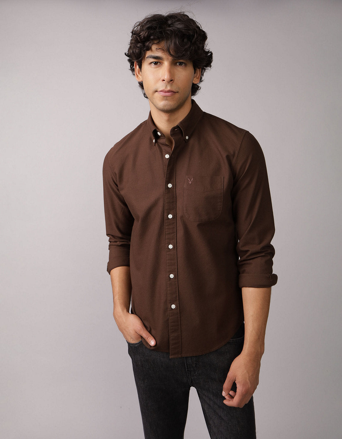 Camisa Oxford Slim Fit Ae - Café 5153_2830_285_of