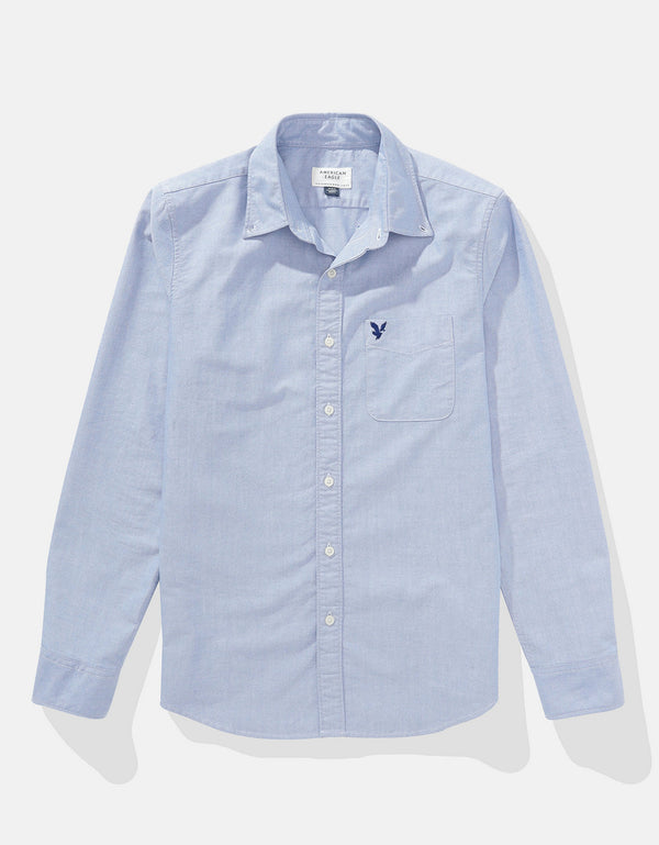 Camisa Oxford Slim Fit Ae - Azul