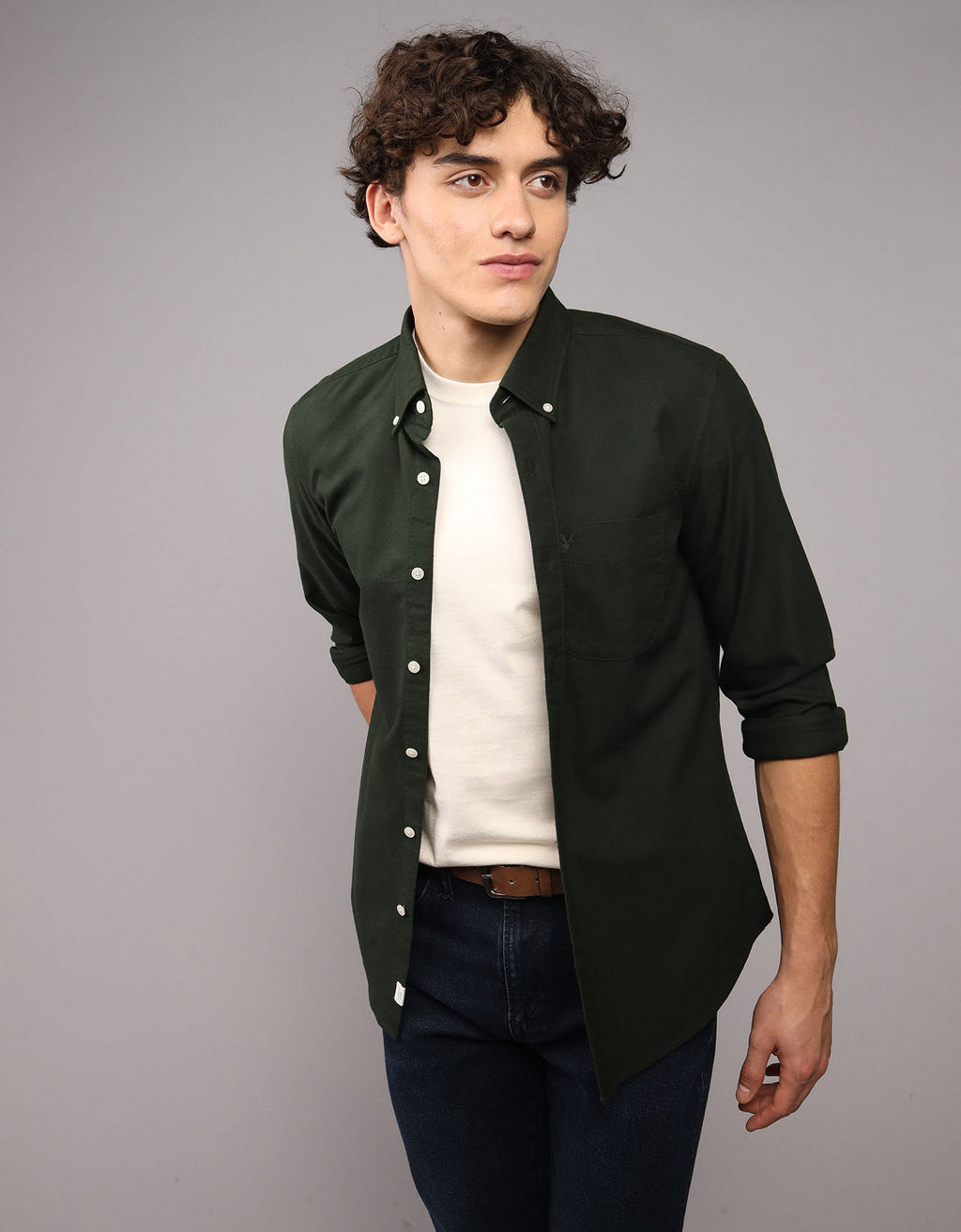 Camisa Oxford Slim Fit Ae - Verde 5153_2830_788_of