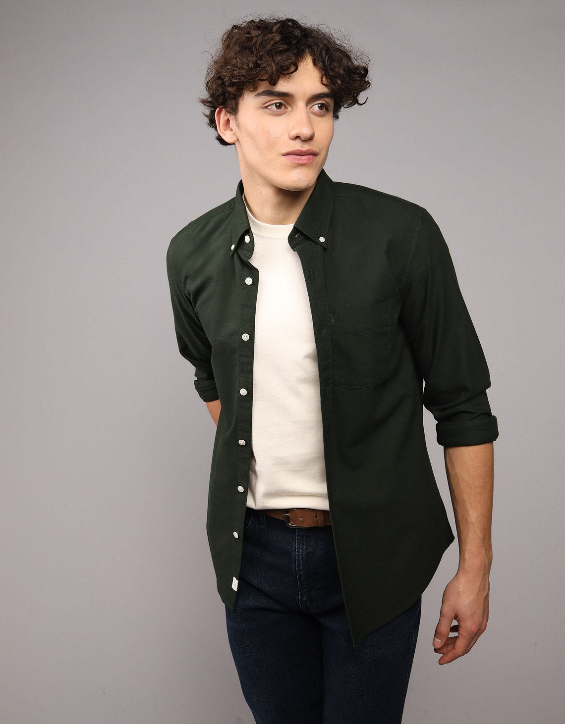 Camisa Oxford Slim Fit Ae - Verde 5153_2830_788_of