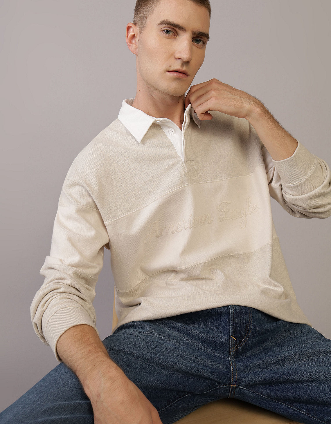Polo sin Cuello Tipo Polo Manga Larga Hombre AE - Generico 5171_3963_864_of