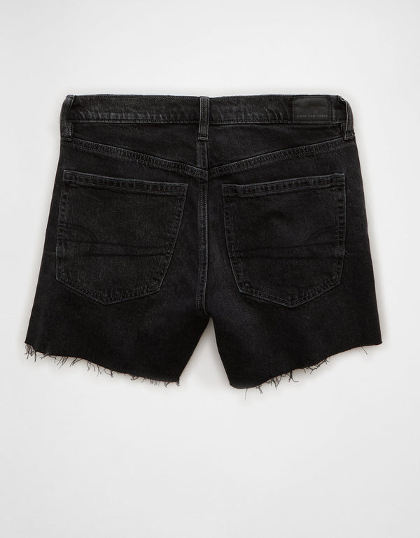 Short en Denim con Corte Ex-Boyfriend y Tiro Bajo para Mujer - Negro