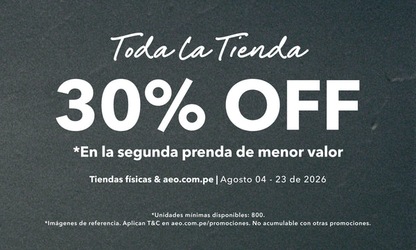 TODO 30% OFF EN LA SEGUNDA PRENDA DE MENOR VALOR
